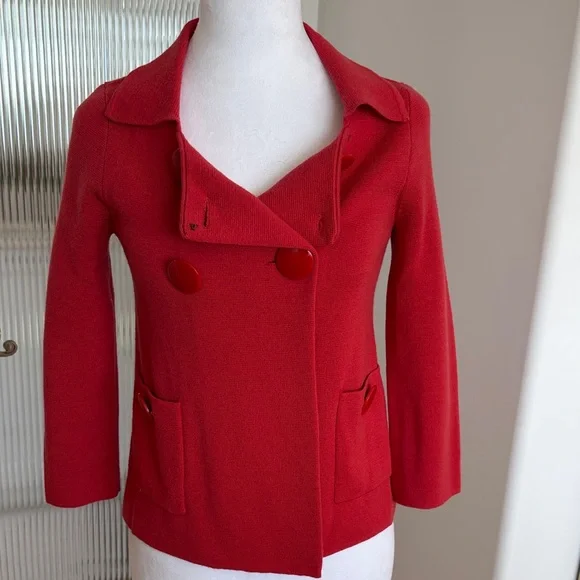 J. Crew Vintage Women's Vibrant Orange/Red  Wool Jacket - Picture 5 of 5